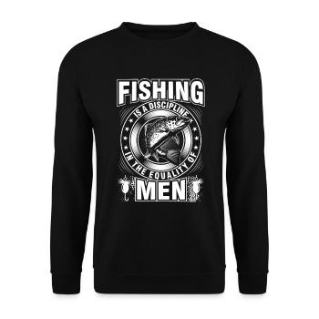 Angeln ist eine Disziplin in der Gleichheit der Me - Unisex Pullover - Schwarz - Vorne - Alina (178cm) & Michal (187cm)