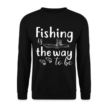 Angeln ist der Weg zum Leben -. - Unisex Pullover - Schwarz - Vorne - Alina (178cm) & Michal (187cm)