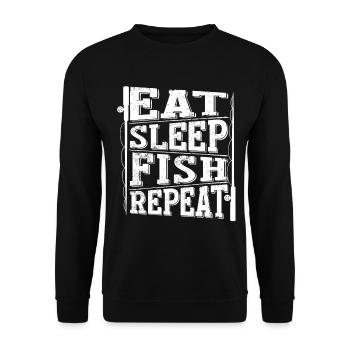 Manger du sommeil Poisson Répéter 2 - - Sweat-shirt Unisexe - noir - Devant - Alina (178cm) & Michal (187cm)