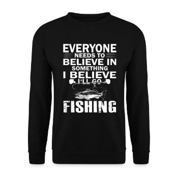 Jeder muss an etwas glauben - Ich glaube, ich werd - Unisex Pullover - Schwarz - Vorne - Alina (178cm) & Michal (187cm)