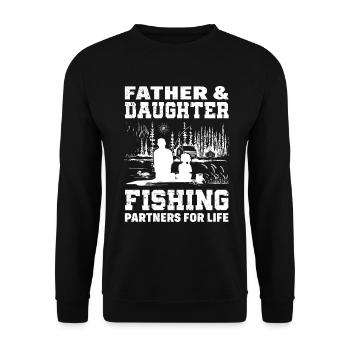 Père et fille comme partenaires de pêche pour la vie - - Sweat-shirt Unisexe - noir - Devant - Alina (178cm) & Michal (187cm)