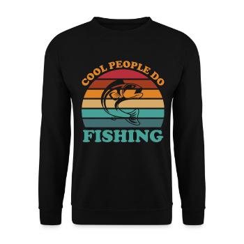 Coole Leute fischen 3 - - Unisex Pullover - Schwarz - Vorne - Alina (178cm) & Michal (187cm)