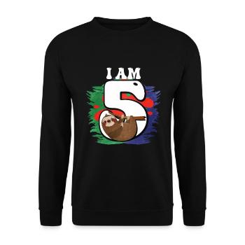 I am 5 sloth - Unisex Sweatshirt - black - Front - Alina (178cm) & Michal (187cm)