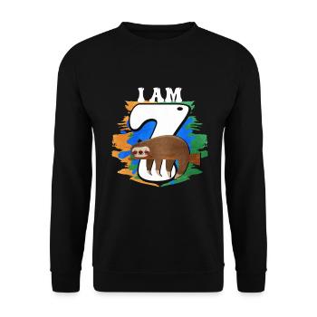 I am 7 sloth - Unisex Sweatshirt - black - Front - Alina (178cm) & Michal (187cm)