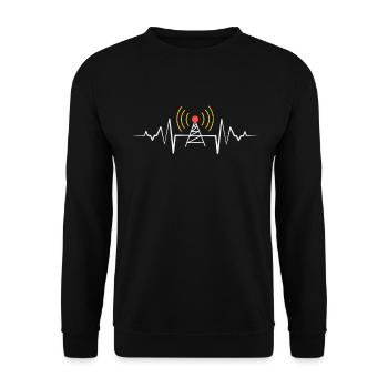Heartbeat Amateur Radio - Unisex Pullover - Schwarz - Vorne - Alina (178cm) & Michal (187cm)