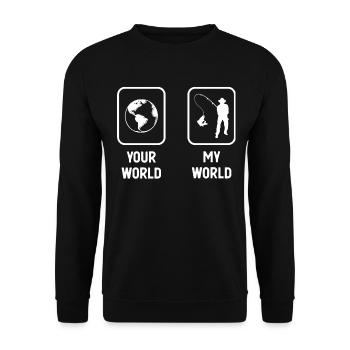 Your World My World - Fishing - - Unisex Sweatshirt - black - Front - Alina (178cm) & Michal (187cm)