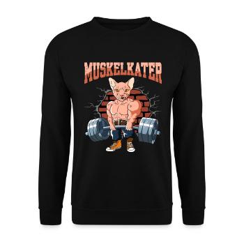 Fitnesstraining Pumpen Muskelkater beim Kreuzheben - Unisex Pullover - Schwarz - Vorne - Alina (178cm) & Michal (187cm)