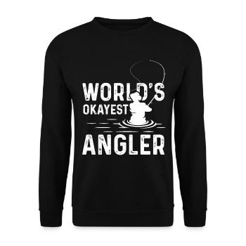 World's Okayest Angler - Unisex Pullover - Schwarz - Vorne - Alina (178cm) & Michal (187cm)