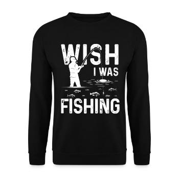 Ich wünschte, ich würde angeln - Unisex Pullover - Schwarz - Vorne - Alina (178cm) & Michal (187cm)