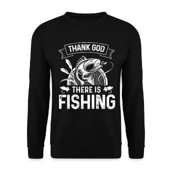 Thank goodness there is fishing - Unisex Sweatshirt - black - Front - Alina (178cm) & Michal (187cm)