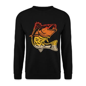Retro fish - Unisex Sweatshirt - black - Front - Alina (178cm) & Michal (187cm)