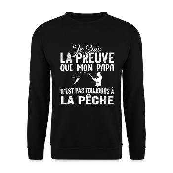 Preuve que mon papa pas toujours à la pêche - Sweat-shirt Unisexe - noir - Devant - Alina (178cm) & Michal (187cm)