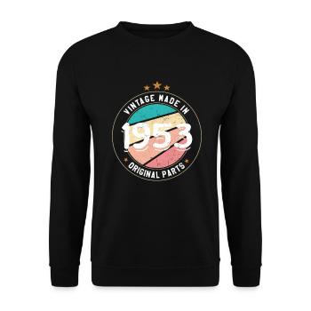 Geburtstagsgeschenk 1953 Frauen | Jahrgang 1953 - Unisex Pullover - Schwarz - Vorne - Alina (178cm) & Michal (187cm)