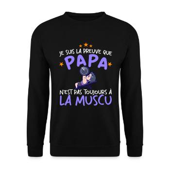 Preuve que mon papa muscu, Papa Musclé, Nouveau-né - Sweat-shirt Unisexe - noir - Devant - Alina (178cm) & Michal (187cm)