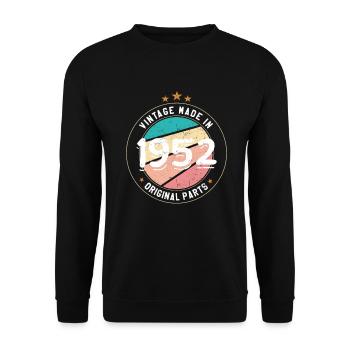 Geburtstagsgeschenk 1952 Frauen | Jahrgang 1952 - Unisex Pullover - Schwarz - Vorne - Alina (178cm) & Michal (187cm)
