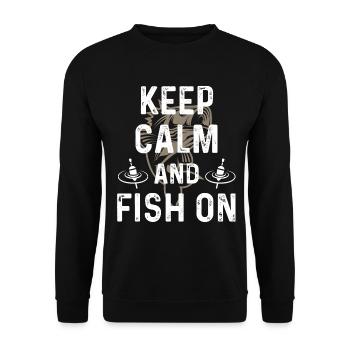 Ruhig bleiben und weiterfischen - Unisex Pullover - Schwarz - Vorne - Alina (178cm) & Michal (187cm)