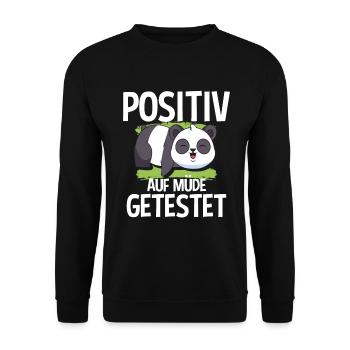 Positiv Auf Müde Getestet Panda - Unisex Pullover - Schwarz - Vorne - Alina (178cm) & Michal (187cm)