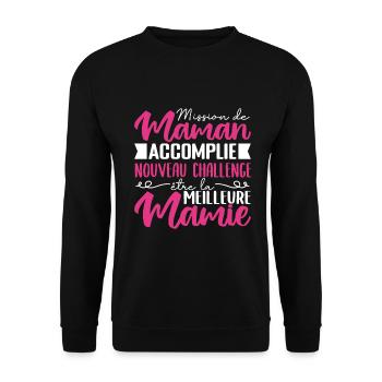Mission Maman Accomplie | Future Meilleure Mamie - Sweat-shirt Unisexe - noir - Devant - Alina (178cm) & Michal (187cm)