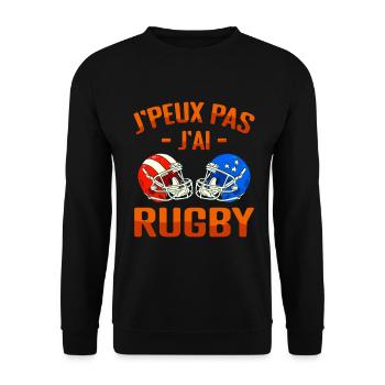 Je Peux Pas J'ai Rugby | rugby - Sweat-shirt Unisexe - noir - Devant - Alina (178cm) & Michal (187cm)