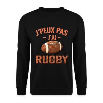 j'peux pas j'ai rugby | rugby - Sweat-shirt Unisexe - noir - Devant - Alina (178cm) & Michal (187cm)