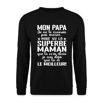 Annonce grossesse Cadeau Futur Papa Future Maman - Sweat-shirt Unisexe - noir - Devant - Alina (178cm) & Michal (187cm)