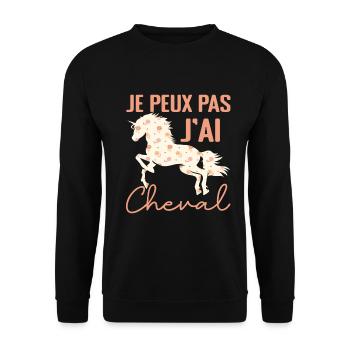Je Peux Pas J'ai Cheval - Cadeau cheval Fleuri - Sweat-shirt Unisexe - noir - Devant - Alina (178cm) & Michal (187cm)