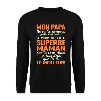 Annonce grossesse Cadeau Futur Papa Future Maman - Sweat-shirt Unisexe - noir - Devant - Alina (178cm) & Michal (187cm)