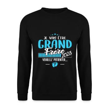 Je Vais Être Grand Frère 2023 | futur Grand Frère - Sweat-shirt Unisexe - noir - Devant - Alina (178cm) & Michal (187cm)