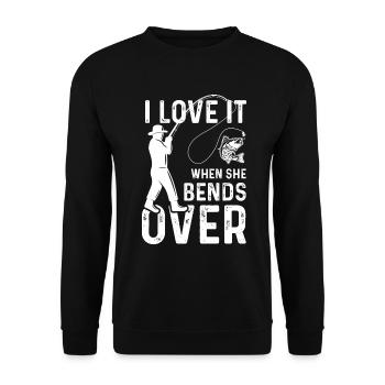 Ich liebe es, wenn sie sich bückt - Unisex Pullover - Schwarz - Vorne - Alina (178cm) & Michal (187cm)