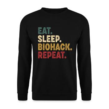 Eat Sleep Biohacking Repeat - Unisex Sweatshirt - black - Front - Alina (178cm) & Michal (187cm)