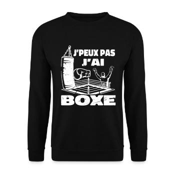 J'peux Pas J'ai Boxe Sport Boxeur Boxe Cadeau - Sweat-shirt Unisexe - noir - Devant - Alina (178cm) & Michal (187cm)