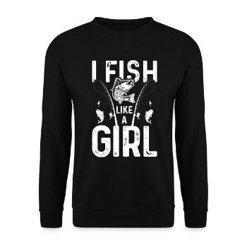 I fish like a girl - Unisex Sweatshirt - black - Front - Alina (178cm) & Michal (187cm)
