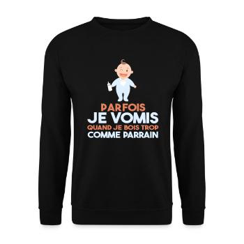 Cadeau humour bébé enfant Biberon Parrain et fille - Sweat-shirt Unisexe - noir - Devant - Alina (178cm) & Michal (187cm)
