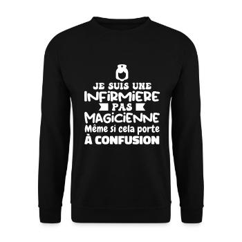 Infirmière pas Magicienne | Infirmière Humour - Sweat-shirt Unisexe - noir - Devant - Alina (178cm) & Michal (187cm)
