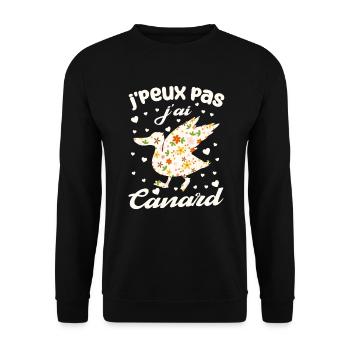 J'peux Pas J'ai Canard - Sweat-shirt Unisexe - noir - Devant - Alina (178cm) & Michal (187cm)