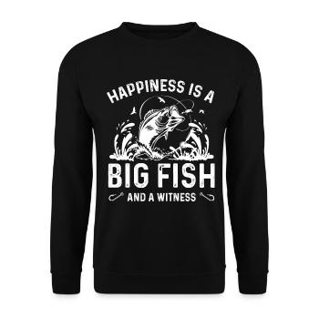 Le bonheur est un gros poisson et un témoin - Sweat-shirt Unisexe - noir - Devant - Alina (178cm) & Michal (187cm)