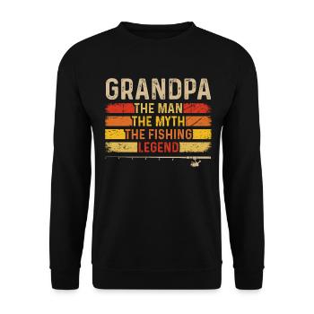 Opa, der Mann, der Mythos, die Fischerlegende - Unisex Pullover - Schwarz - Vorne - Alina (178cm) & Michal (187cm)