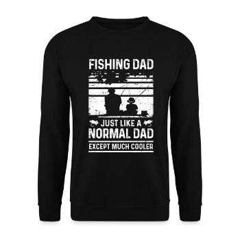 Angelnder Vater Genau wie ein normaler Vater, nur - Unisex Pullover - Schwarz - Vorne - Alina (178cm) & Michal (187cm)