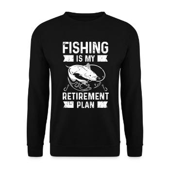 Angeln ist mein Ruhestandsplan - Unisex Pullover - Schwarz - Vorne - Alina (178cm) & Michal (187cm)