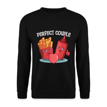 Paar Ketchup Pommes - Unisex Pullover - Schwarz - Vorne - Alina (178cm) & Michal (187cm)