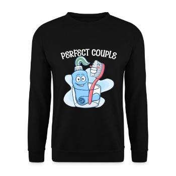 Pair Toothbrush Toothpaste Sweet - Unisex Sweatshirt - black - Front - Alina (178cm) & Michal (187cm)