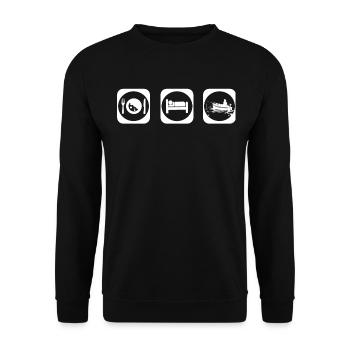 Essen Schlafen Fischen 1 - Unisex Pullover - Schwarz - Vorne - Alina (178cm) & Michal (187cm)