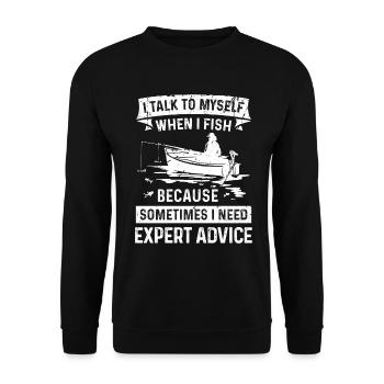 Ich rede mit mir selbst, wenn ich fische, weil ich - Unisex Pullover - Schwarz - Vorne - Alina (178cm) & Michal (187cm)