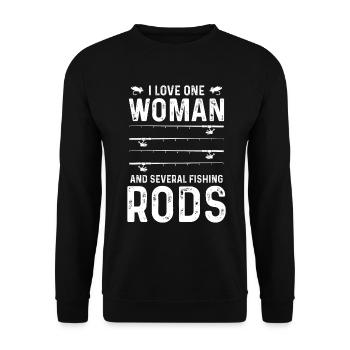 I love a woman and several fishing rods - Unisex Sweatshirt - black - Front - Alina (178cm) & Michal (187cm)