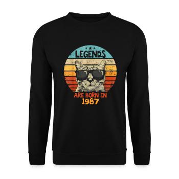 Die Legenden wurden 1987 geboren Jubiläumsgeschenk - Unisex Pullover - Schwarz - Vorne - Alina (178cm) & Michal (187cm)