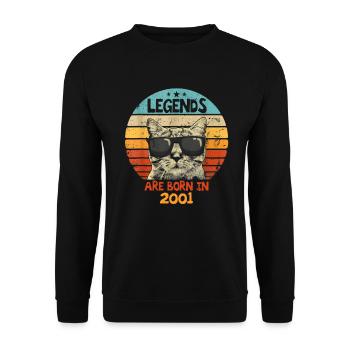 Die Legenden wurden im Jahr 2001 geboren Jubiläumsgeschenk - Unisex Pullover - Schwarz - Vorne - Alina (178cm) & Michal (187cm)