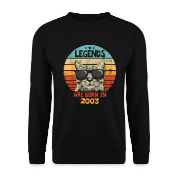 Die Legenden wurden 2003 geboren Jubiläumsgeschenk - Unisex Pullover - Schwarz - Vorne - Alina (178cm) & Michal (187cm)