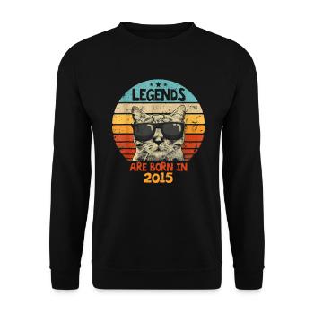 Die Legenden wurden 2015 geboren Jubiläumsgeschenk - Unisex Pullover - Schwarz - Vorne - Alina (178cm) & Michal (187cm)