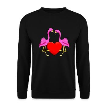 Flamingo Love - Unisex Pullover - Schwarz - Vorne - Alina (178cm) & Michal (187cm)