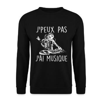 J'peux Pas J'ai Musique | J'aime la Musique - Sweat-shirt Unisexe - noir - Devant - Alina (178cm) & Michal (187cm)